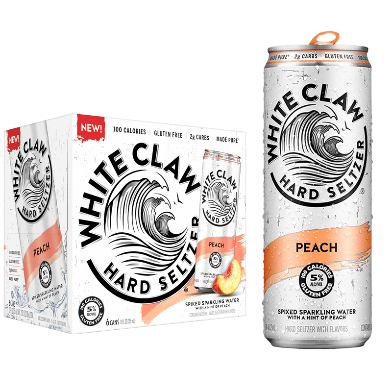 White Claw Peach Hard Seltzer 6pk Can 12oz