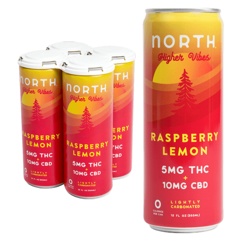 North Higher Vibes 5mg Raspberry 4pk Can 12oz